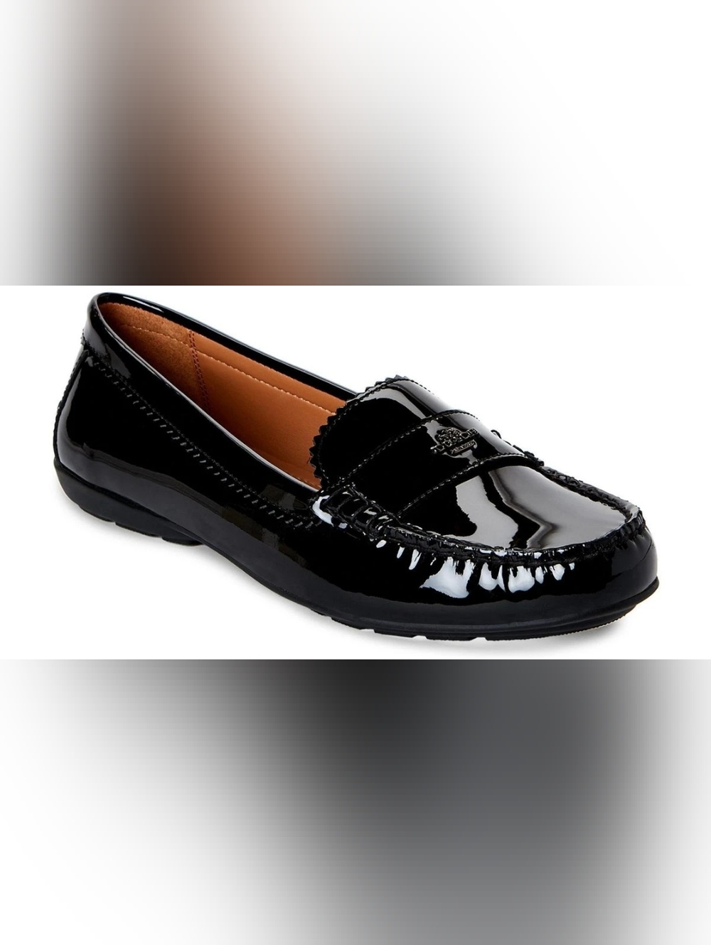 Coach Women's Odette Black Patent Leather Loafers Size 9
